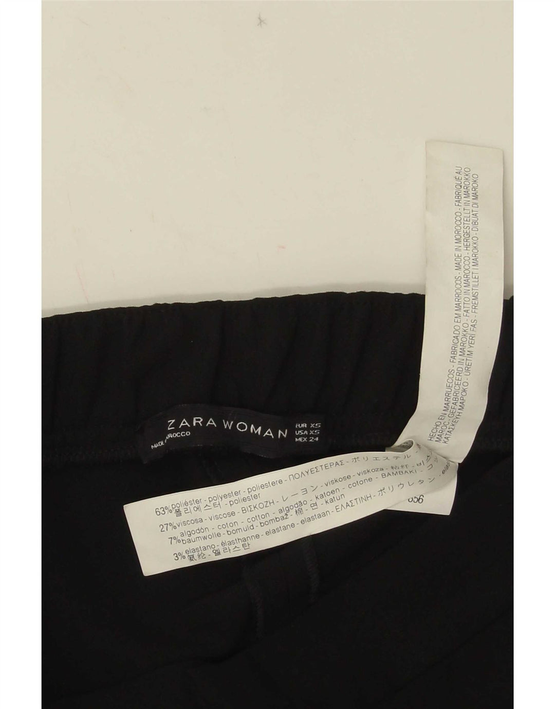 Calça feminina Zara Bootcut cortada XS W24 L24 poliéster preto