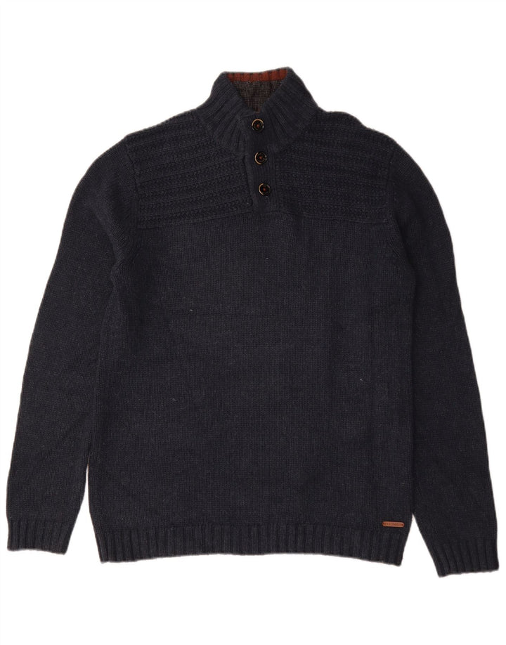 Suéter masculino Ted Baker com gola redonda, tamanho 3, algodão azul marinho médio