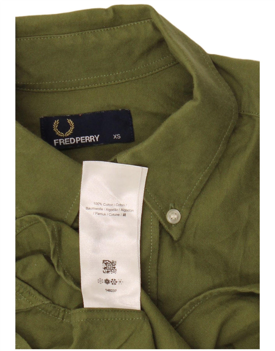 Camisa masculina de manga curta Fred Perry XS verde algodão