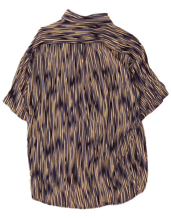 Camisa masculina de manga curta Tipo'S grande viscose listrada multicolorida