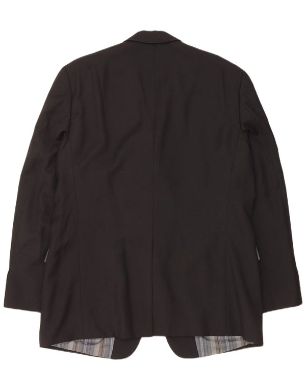 Jaqueta blazer masculina de 3 botões Hugo Boss EU 56 3XL lã virgem preta