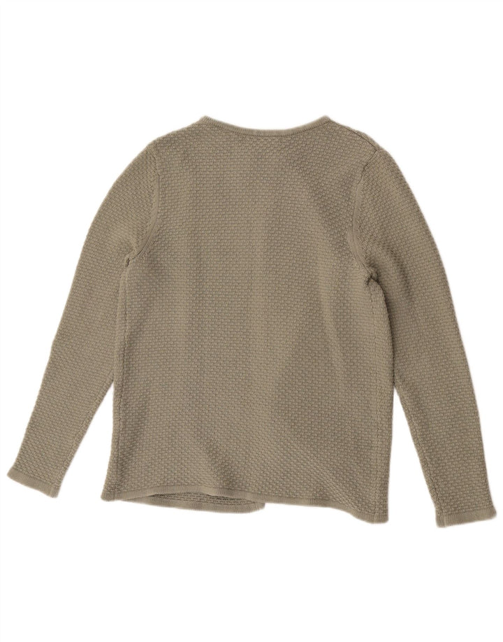 Suéter feminino aberto de cardigã da Crew Clothing UK 14 algodão verde médio