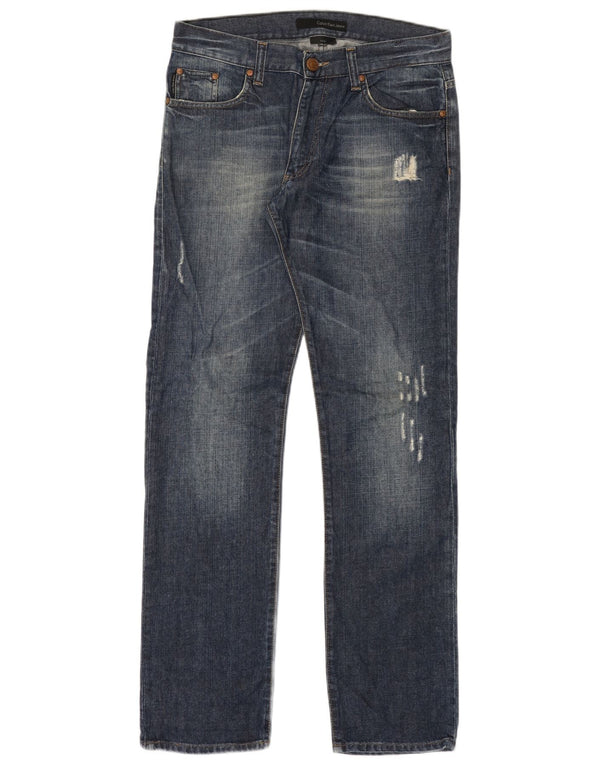 Calça Jeans Calvin Klein Masculina Distressed Slim W31 L33 Azul Algodão