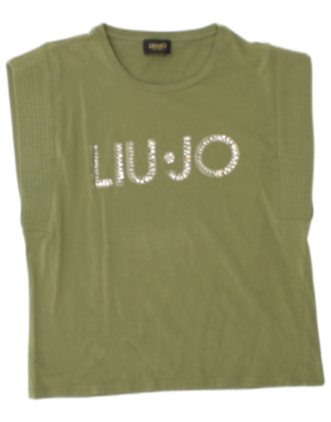 Camiseta feminina LIU JO com estampa gráfica UK 12 verde médio