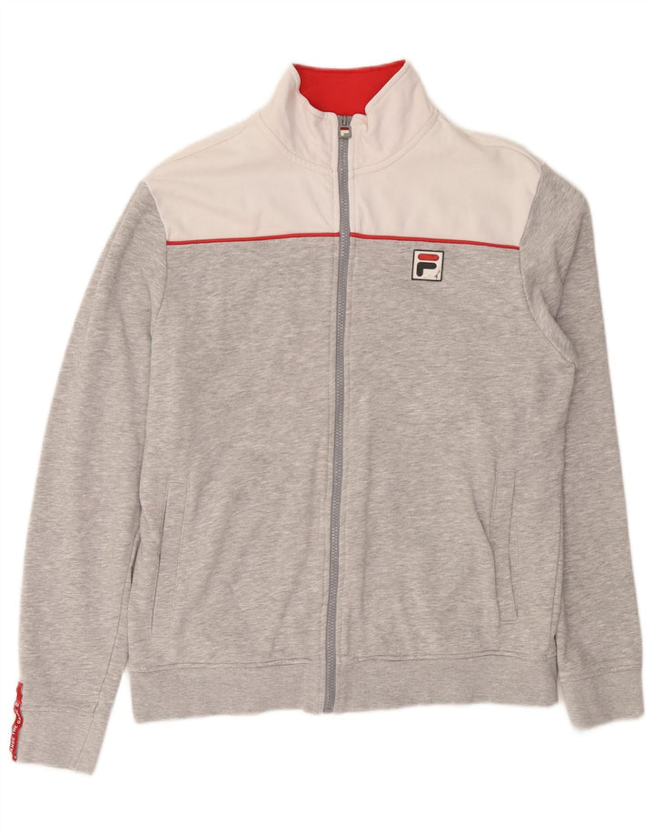 Fila Mens Tracksuit Top Jaqueta Grande Algodão Colourblock Cinza