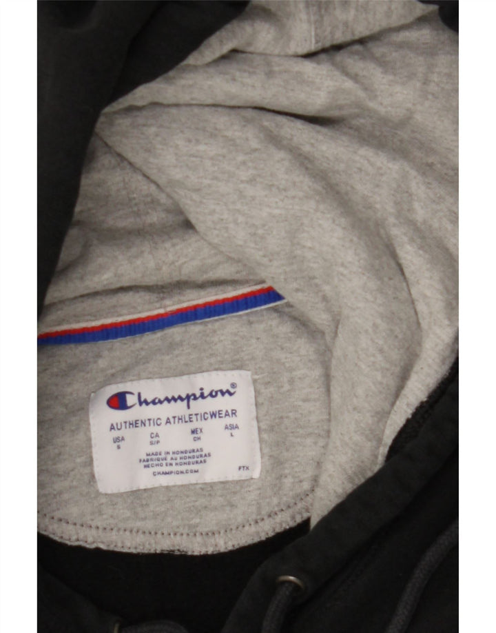 CHAMPION Mens Graphic Hoodie Jumper Small Black Cotton Vintage Champion and Second-Hand Champion from Messina Hembry 