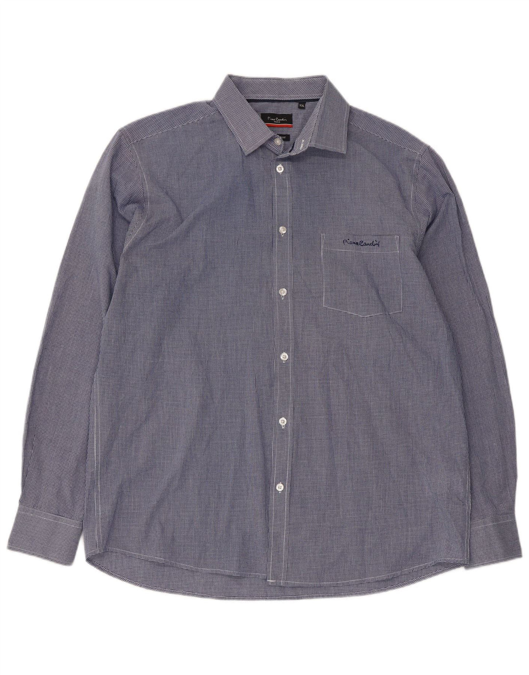 PIERRE CARDIN Camisa masculina de ajuste regular 2XL poliéster azul guingão