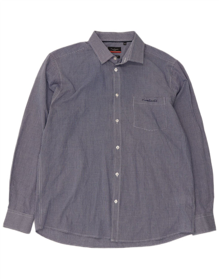 PIERRE CARDIN Camisa masculina de ajuste regular 2XL poliéster azul guingão
