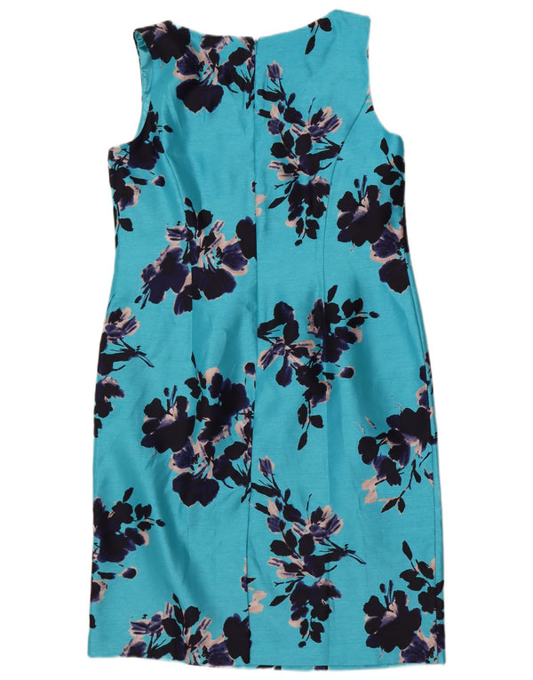 Jacques Vert Womens Sleeveless Sheath Dress UK 16 Large Blue Floral