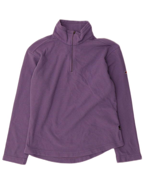 Berghaus Suéter de lã feminino com zíper e gola UK 10 poliéster roxo pequeno
