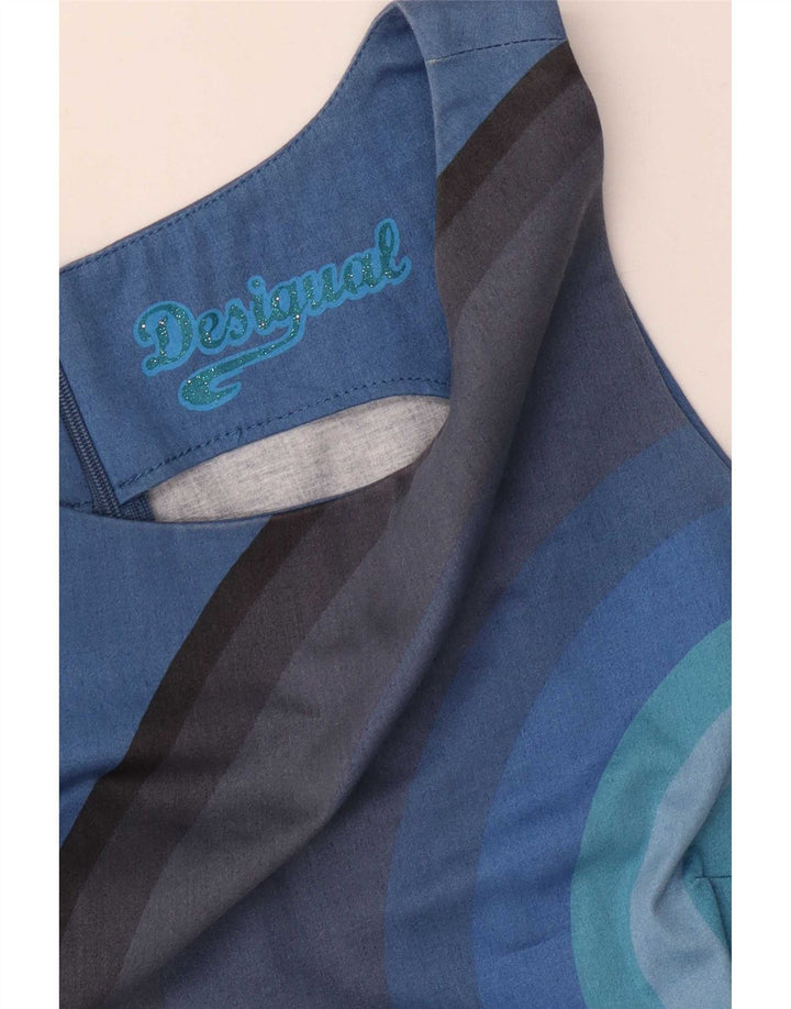 Desigual Vestido feminino estampado sem mangas com bainha UE 38 listrado azul médio