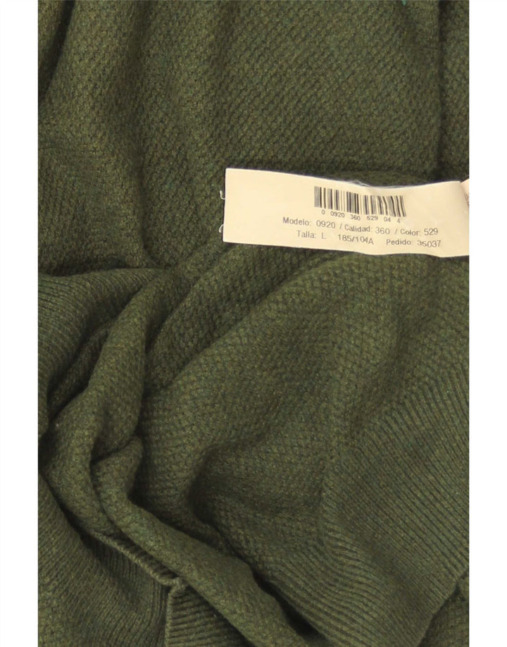 Suéter masculino Massimo Dutti com decote em V, grande algodão verde