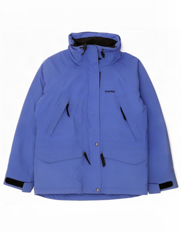 Jaqueta de chuva feminina grande com capuz Schoffel UK 12 poliamida azul médio