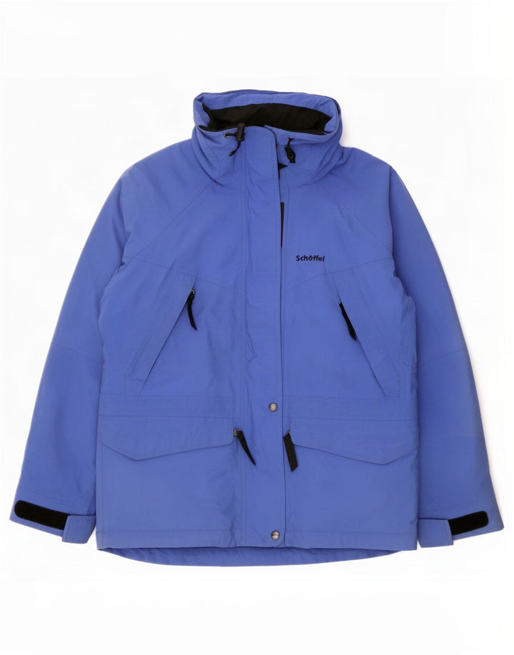 Jaqueta de chuva feminina grande com capuz Schoffel UK 12 poliamida azul médio