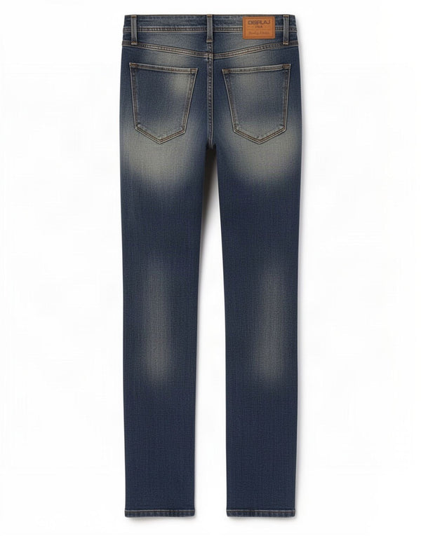 Displaj Mens Distressed Slim Jeans IT 42 Pequeno W30 L30 Azul Manchado Algodão