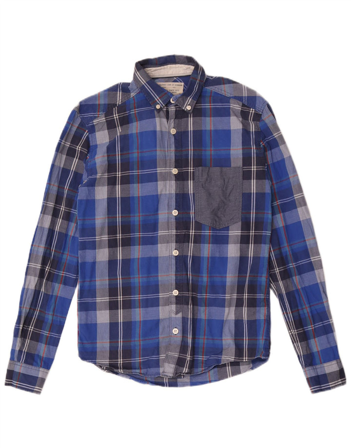 Camisa de flanela masculina Jack & Jones 11-12 anos algodão xadrez azul