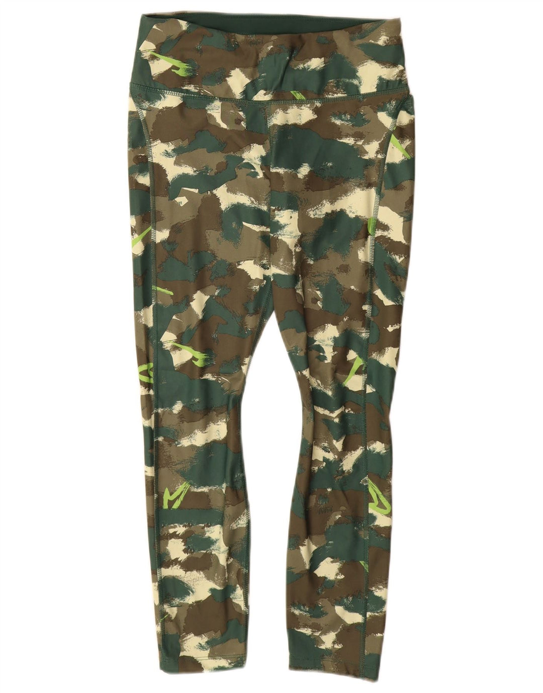 Leggings Nike Dri Fit Femininas UK 12 Médio Verde Camuflagem Poliéster