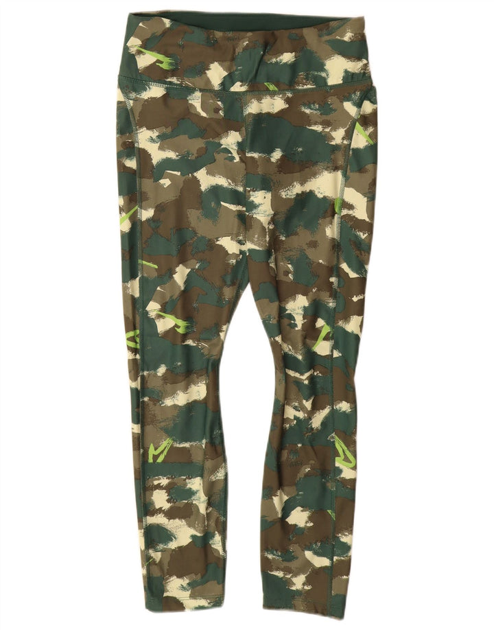 Leggings Nike Dri Fit Femininas UK 12 Médio Verde Camuflagem Poliéster