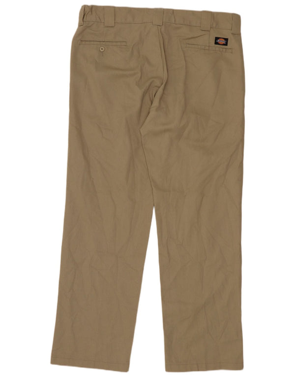 DICKIES Mens Slim Straight Chino Calças W36 L32 Algodão Bege