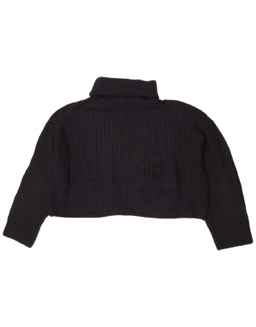 Zara Suéter feminino cropped oversized com gola redonda Reino Unido 14 médio preto