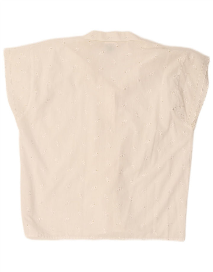 Blusa feminina C&A de manga curta EU 44 XL branca floral poliéster