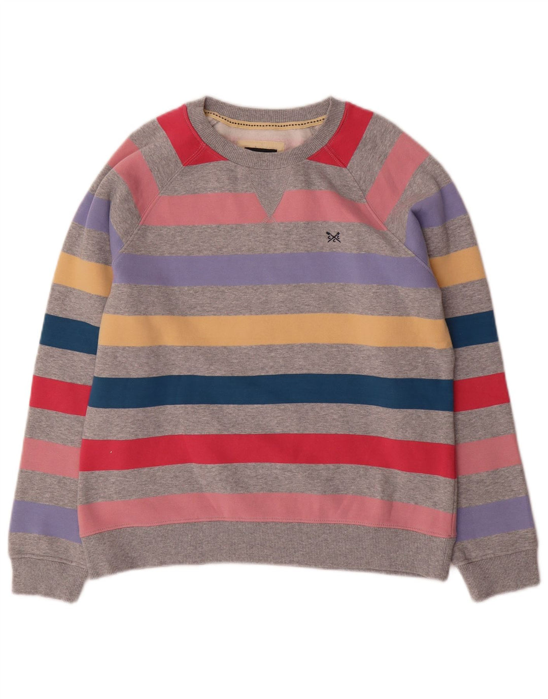 CREW CLOTHING Suéter feminino com capuz UK 10 pequeno listrado multicolorido