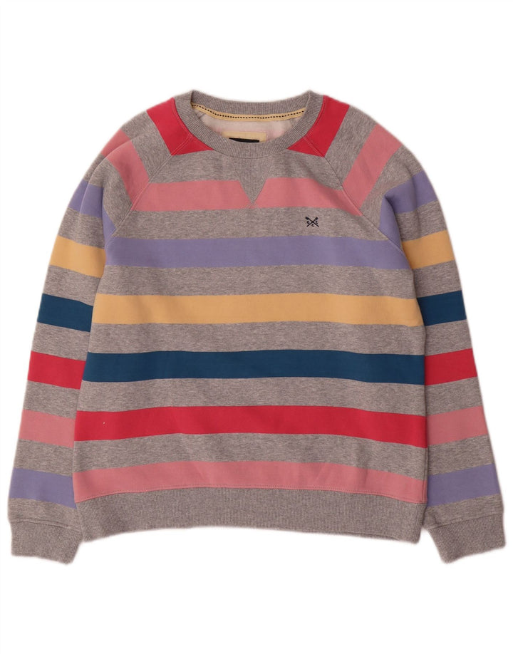 CREW CLOTHING Suéter feminino com capuz UK 10 pequeno listrado multicolorido