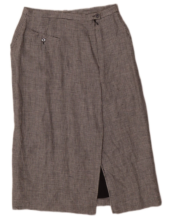 Saia Midi Feminina Vintage Reino Unido 10 Pequena W28 Cinza Houndstooth