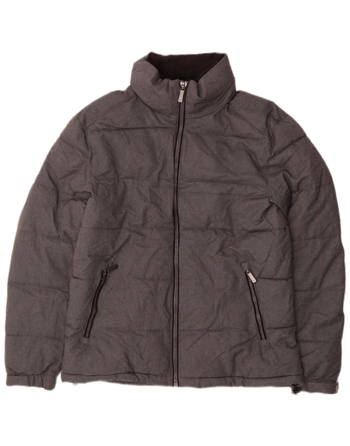 Jaqueta acolchoada masculina Zara UK 36 poliéster cinza pequeno