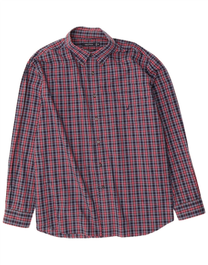 Camisa masculina Nautica 2XL algodão xadrez azul marinho