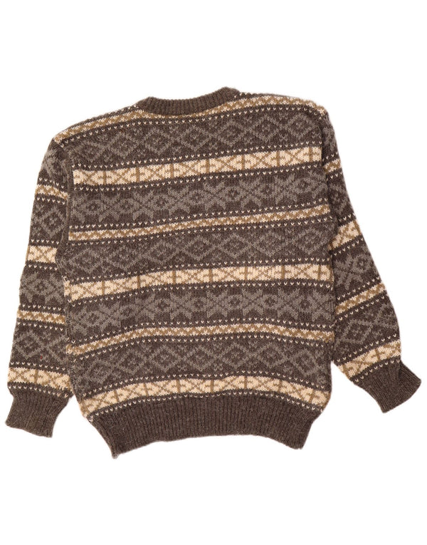 Suéter masculino Canda com gola redonda UE 52/54 grande cinza Fair Isle acrílico