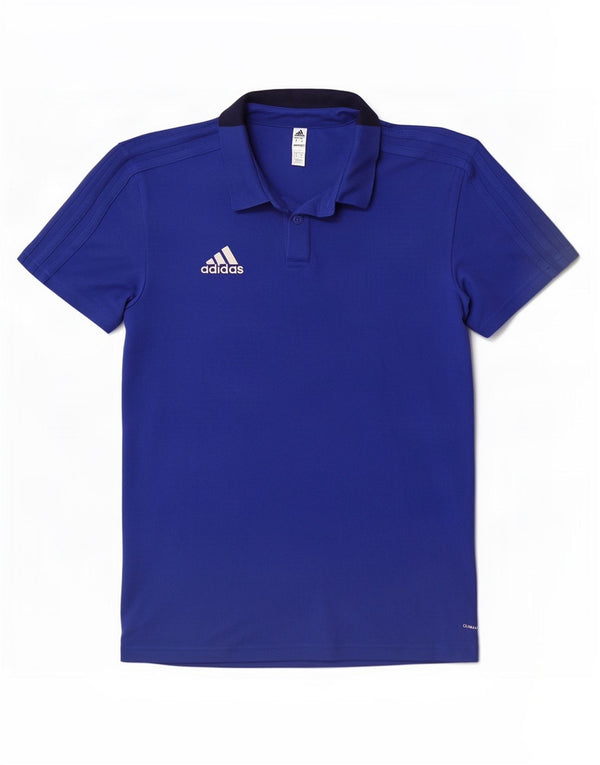 Adidas Mens Climalite Polo Shirt Medium Blue Colourblock Algodão