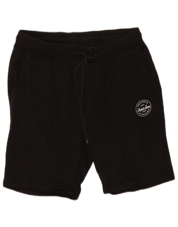 Shorts esportivos masculinos Jack & Jones médio algodão preto