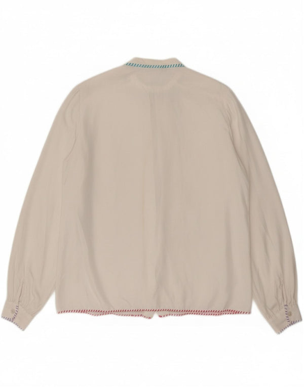 Camisa feminina VINTAGE UK 14 grande branca