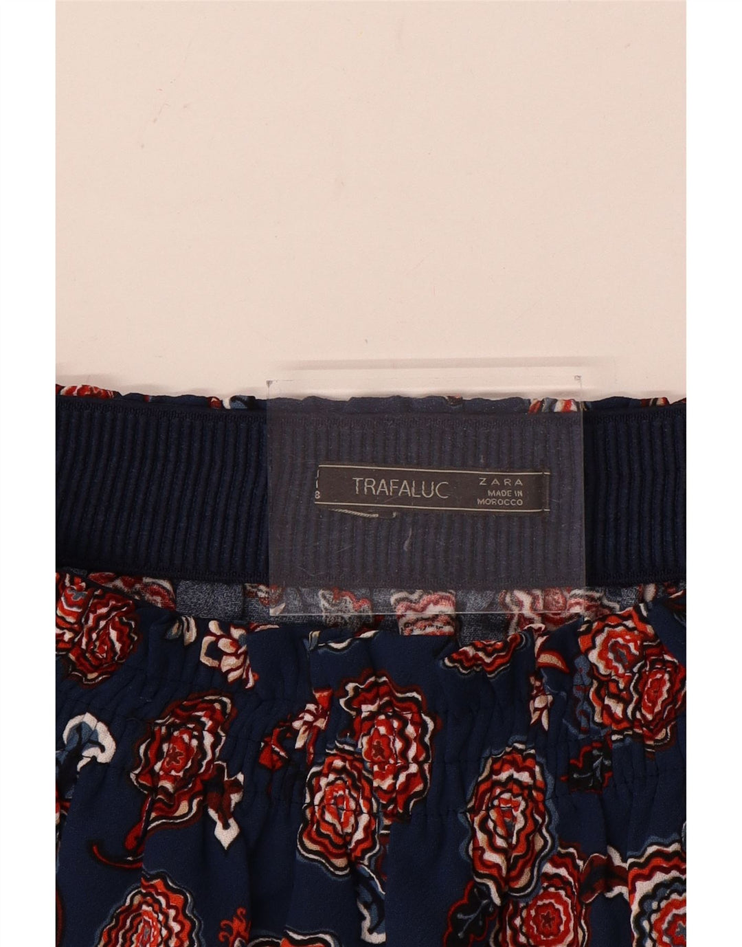 Mini saia feminina Zara médio W28 azul marinho floral