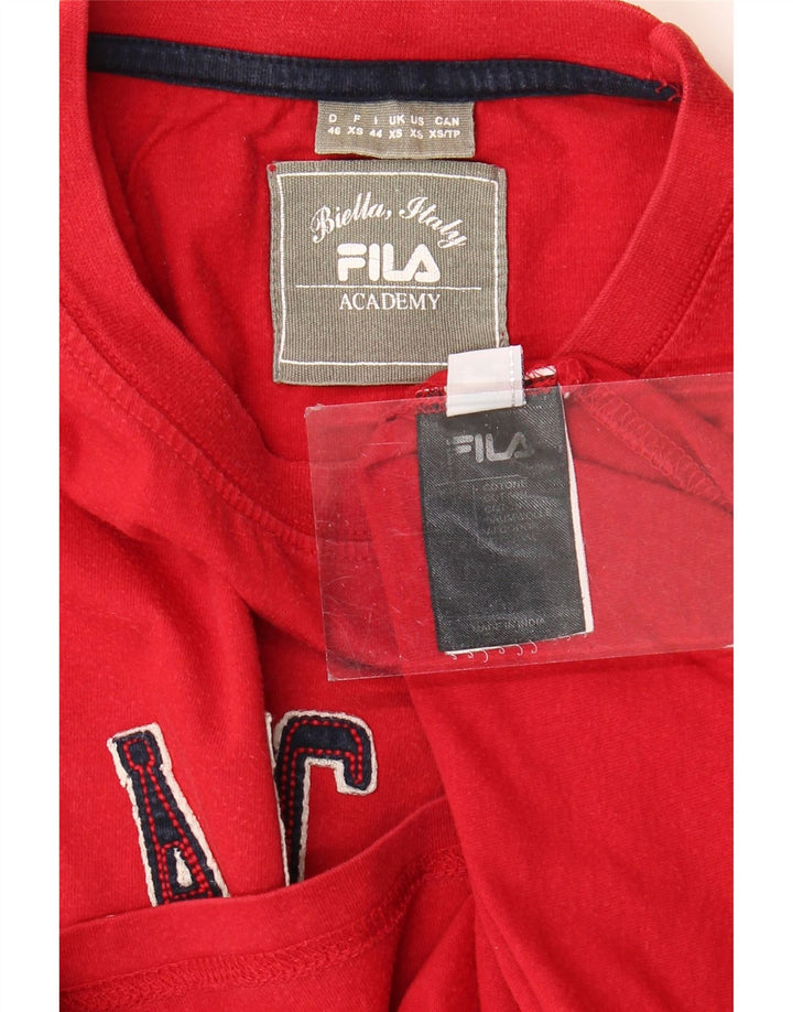 Fila Mens Graphic T-Shirt Top XS Algodão Vermelho