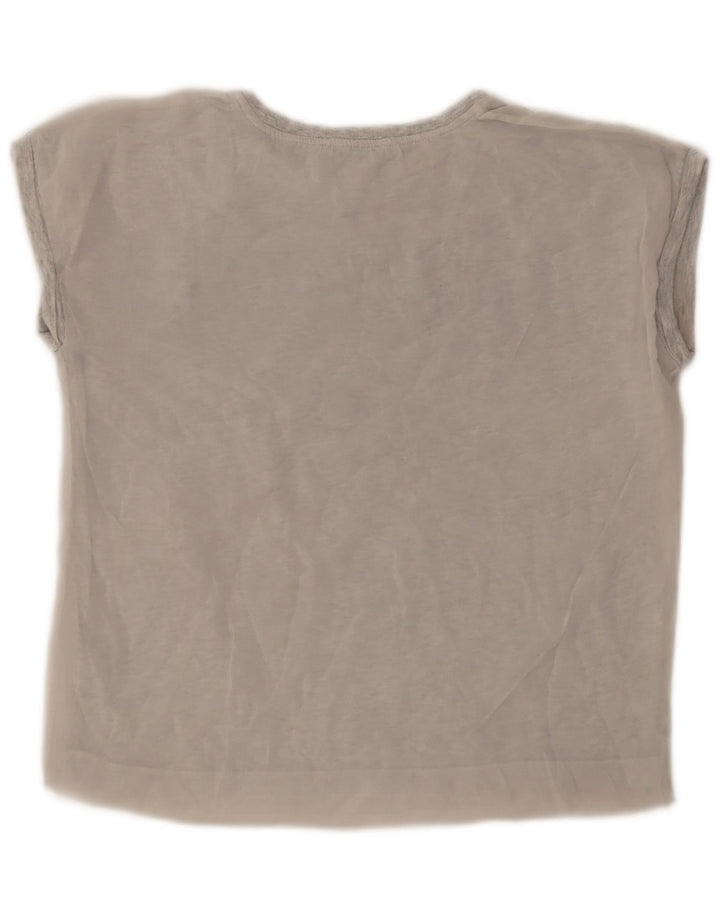 Camiseta feminina Zara com estampa gráfica UK 10 pequena cinza poliéster