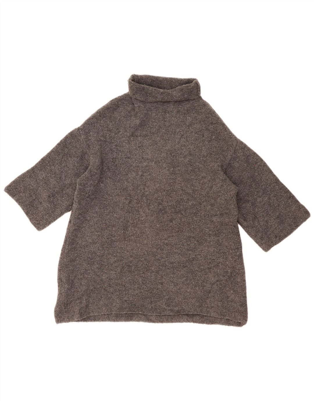 Suéter feminino ZARA manga 3/4 com gola redonda grande Reino Unido 10 pequeno cinza