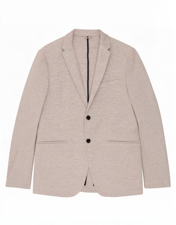 Jaqueta blazer masculina Zara com 2 botões Reino Unido 40 poliéster manchado cinza grande