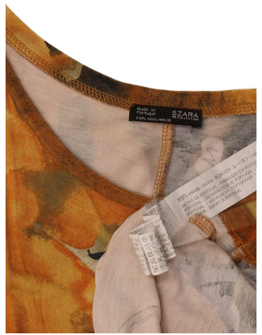 Camiseta feminina gráfica ZARA UK 16 grande laranja tie-dye viscose