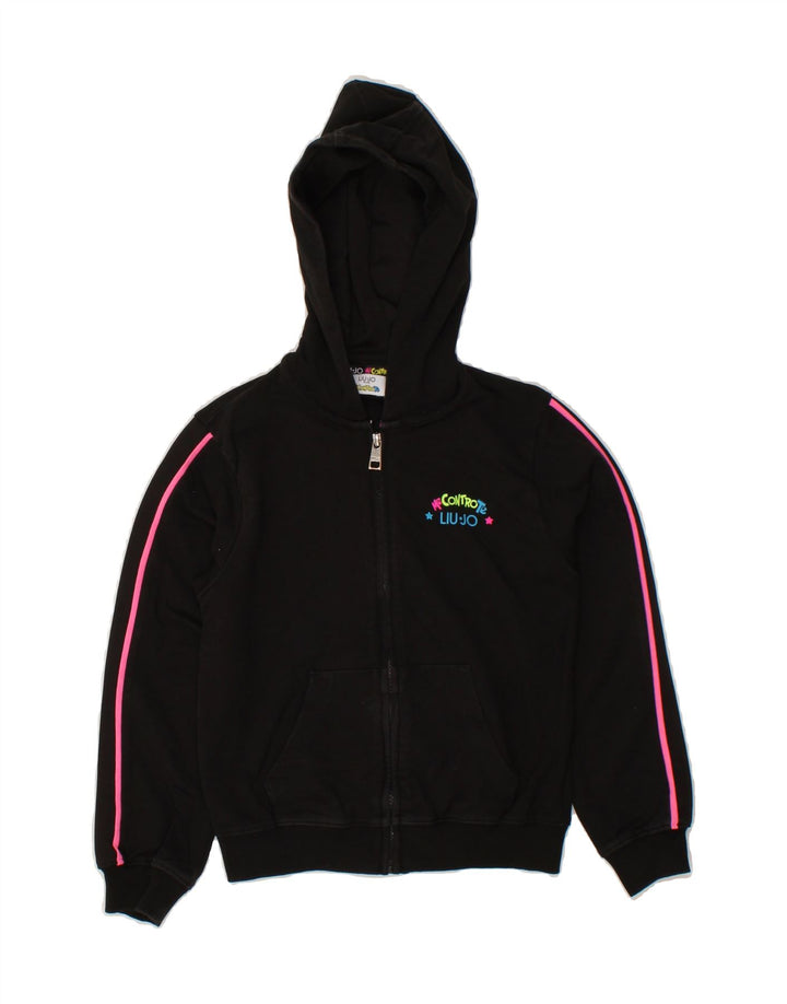 LIU JO Girls Graphic Zip Hoodie Sweater 9-10 Years Black Cotton Vintage Liu Jo and Second-Hand Liu Jo from Messina Hembry 