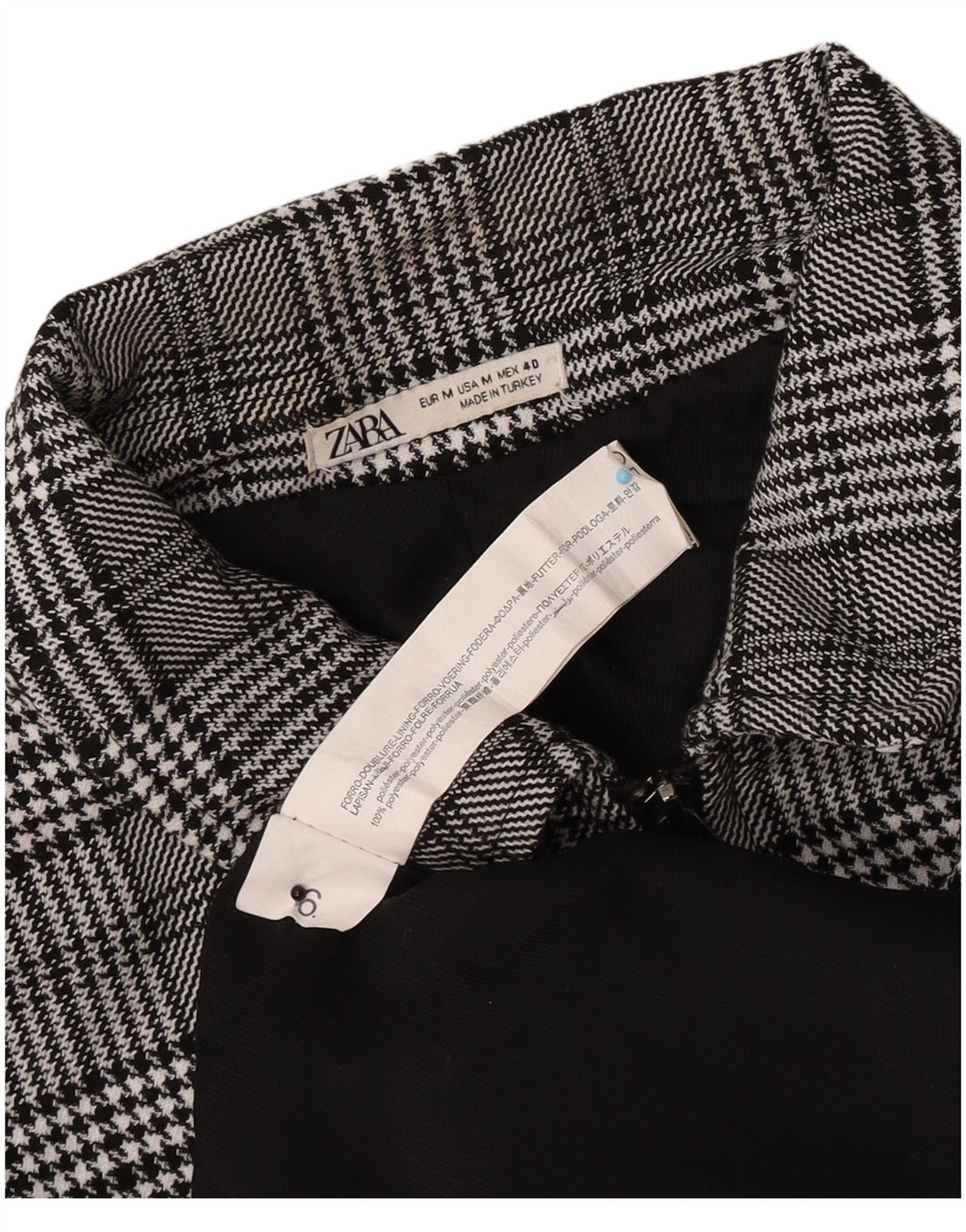 Jaqueta bomber masculina Zara UK 38 poliéster xadrez cinza médio