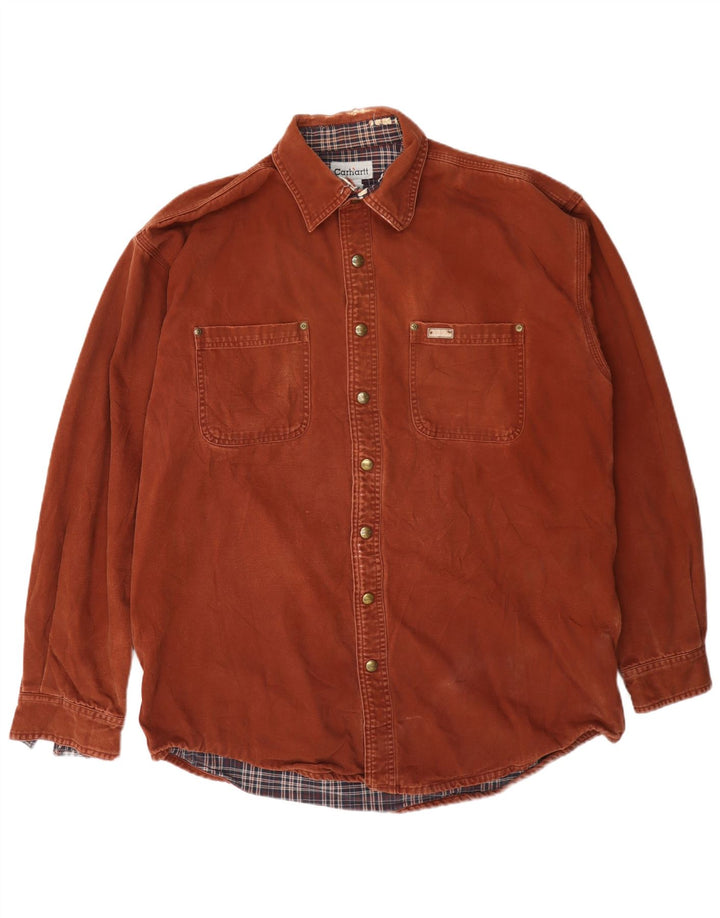 Camisa Carhartt masculina lenhador grande algodão marrom