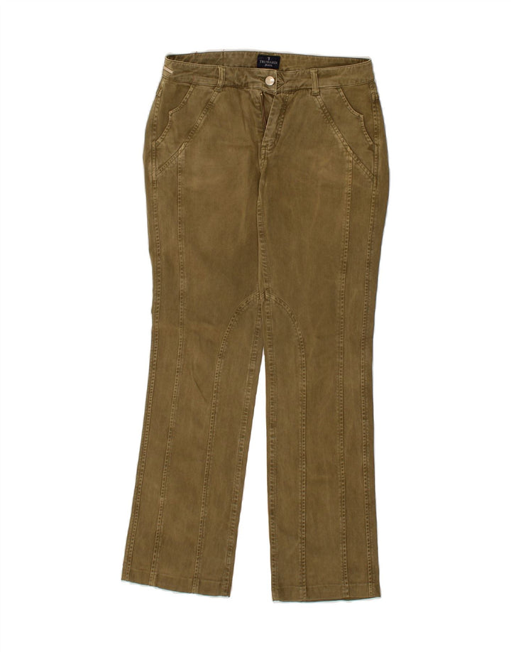 TRUSSARDI Womens Straight Casual Trousers W30 L30 Khaki Vintage Trussardi and Second-Hand Trussardi from Messina Hembry 