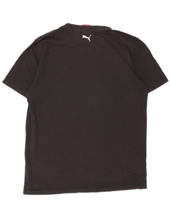 Puma Mens Graphic T-Shirt Top Grande Algodão Preto