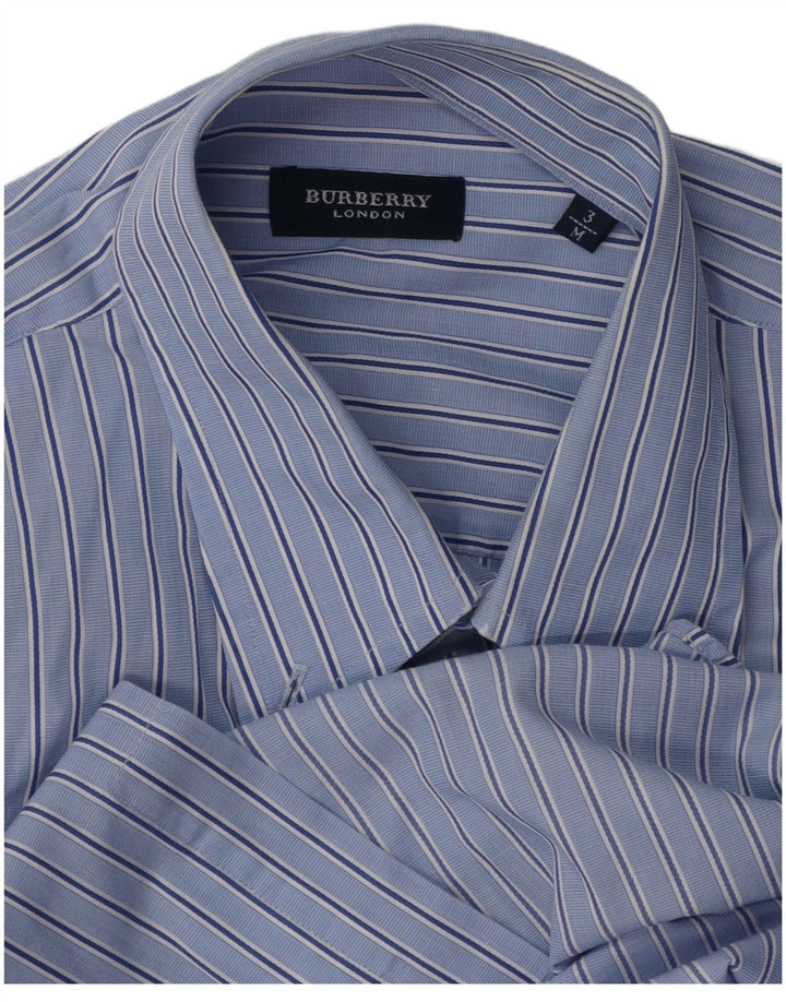 Camisa masculina Burberry risca de giz azul médio
