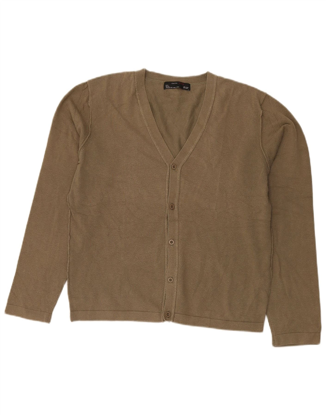 Suéter cardigã masculino Zara grande algodão cáqui