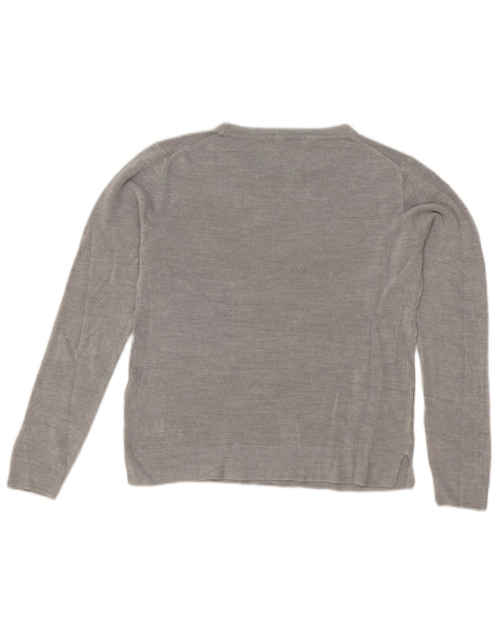 Suéter feminino Marks & Spencer com gola redonda e gola redonda Reino Unido 10 pequeno cinza