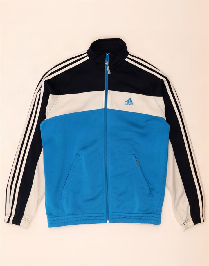 Adidas Mens Tracksuit Top Jacket UK 38/40 Médio Azul Colourblock Poliéster