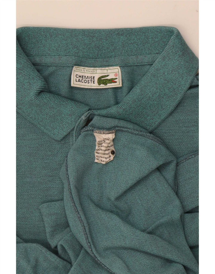 Camisa polo masculina Lacoste tamanho 7 2XL algodão manchado azul